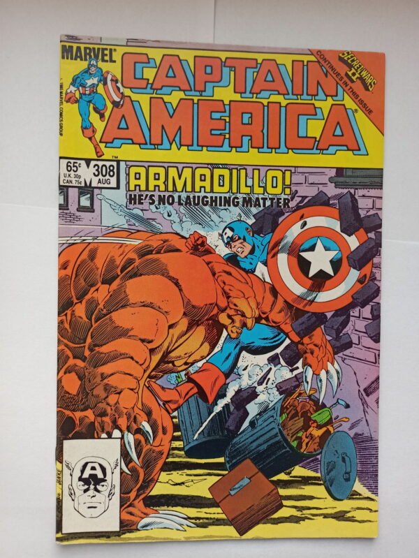 Komiks Captain America 308 1st App Armadillo Secret Wars II 1985