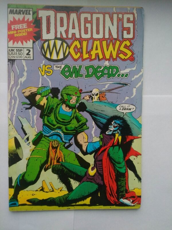 Komiks Dragons Claws 2 Aug 1988 + Plakat