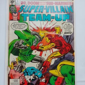 Komiks Super Villain Team Up #9 Dec 1976 First battle of Iron Man and Doctor Doom