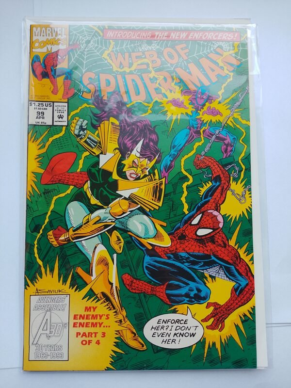Komiks Web of Spiderman #99 April 1993 1st App Nightwatch in costume