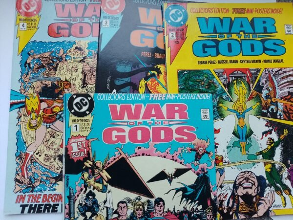 4 x Komiks War of Gods #1-4 Oct 1991 Full Run + Mini Posters