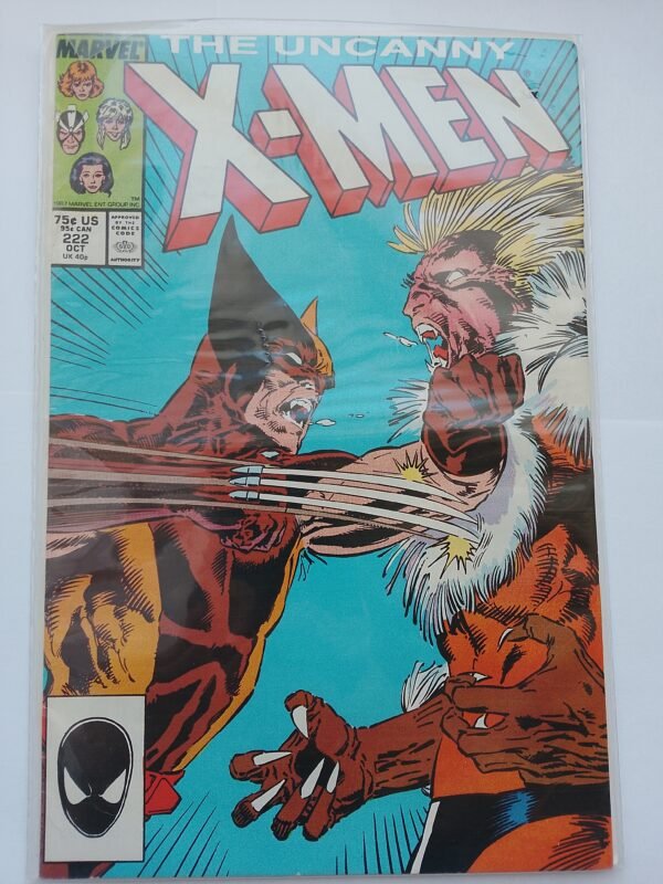 Komiks Uncanny X-Men #222 Oct 1987 Wolverine vs Sabretooth
