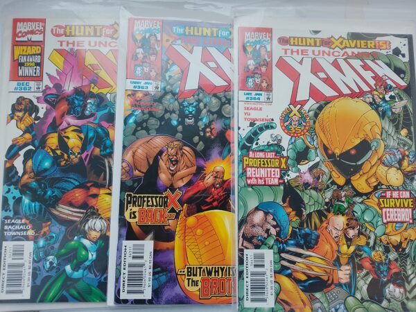 3 x Komiks Uncanny X-Men #362-364 1999 Hunt For Xavier 3 of 6