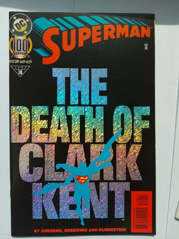 Komiks Superman #100 May 1995 Foil Cover Death of Clark Kent